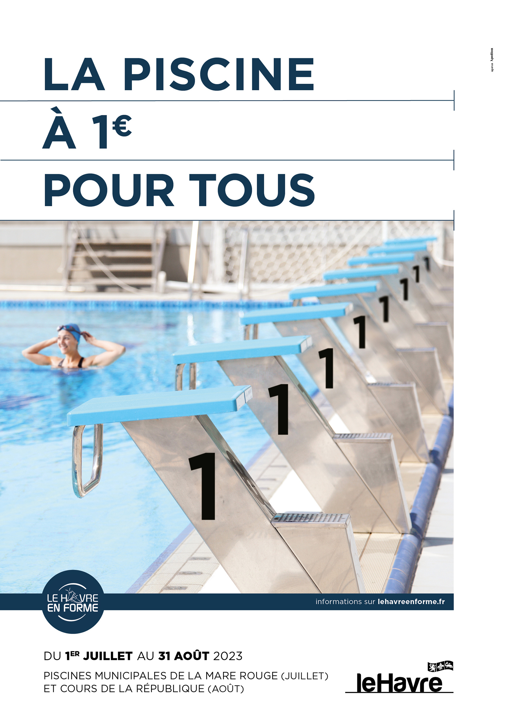 affiche publicitaire les piscines du havre 1€